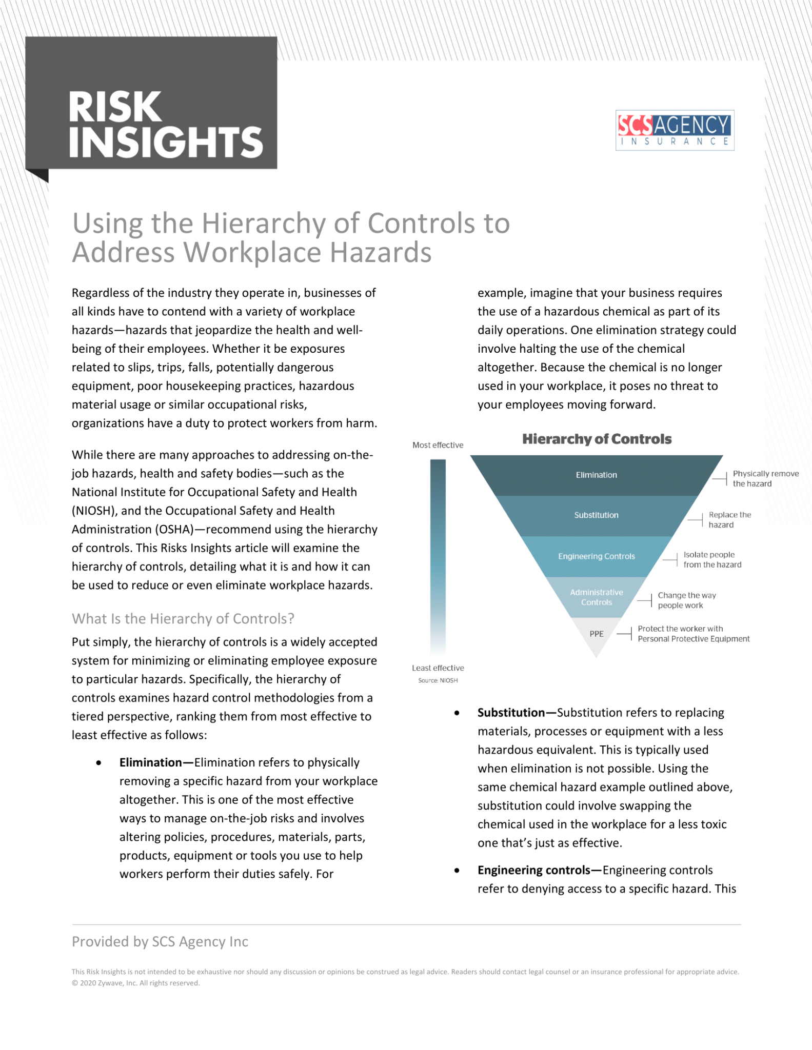 Risk Insights Using the Hierarchy of Controls to Address Workplace Hazards SCS Agency Insurance