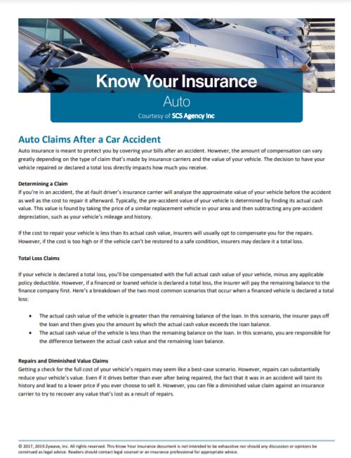 Know Your Insurance Auto Claims After a Car Accident SCS Agency