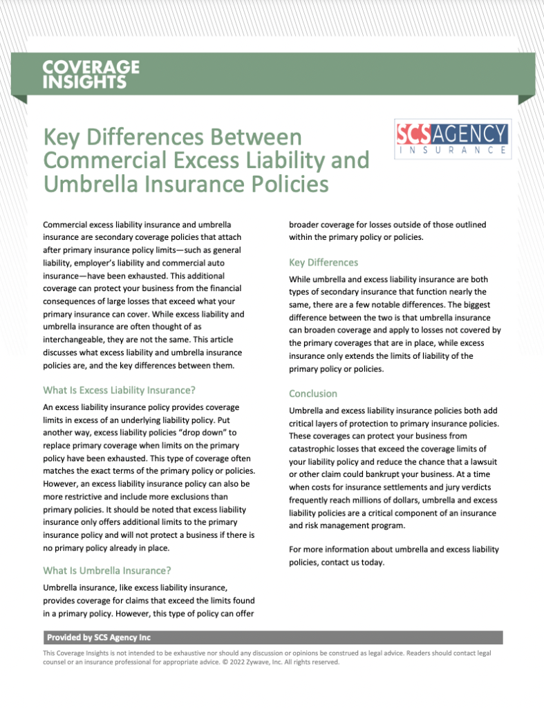 Coverage Insights Key Differences Between Commercial Excess Liability and Umbrella Insurance